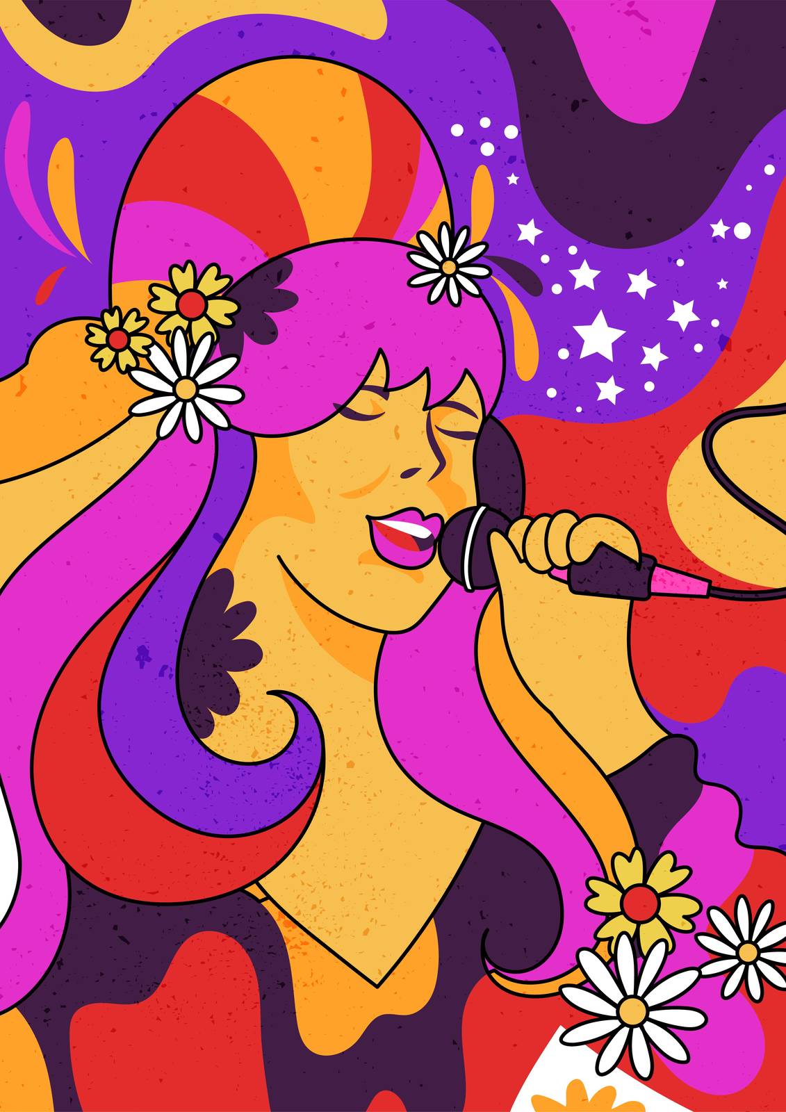 Psychedelic Singer Flower Power Wall Art