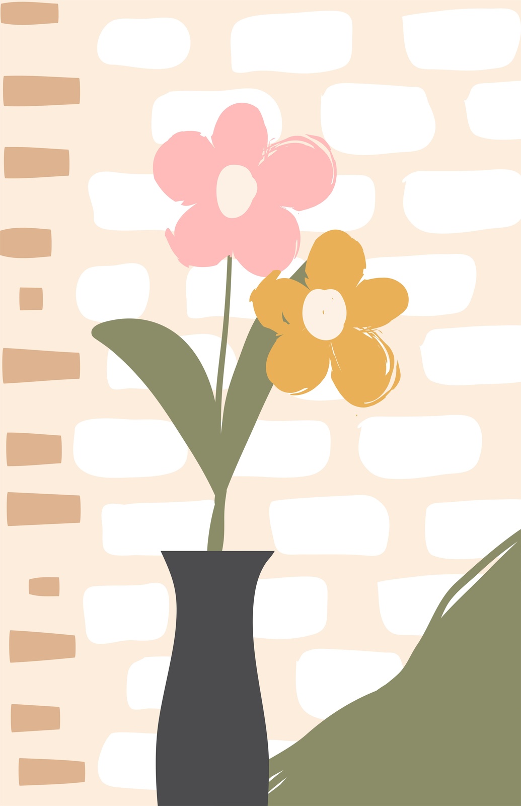 Abstract Floral Vase Wall Art - Modern Boho Wall Art