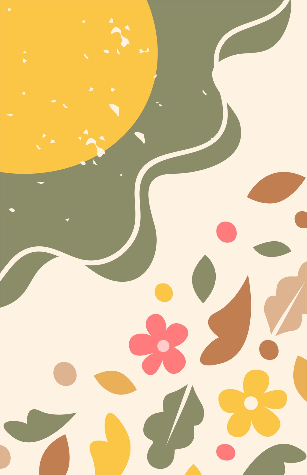 Boho Floral Sun Abstract Wall Art
