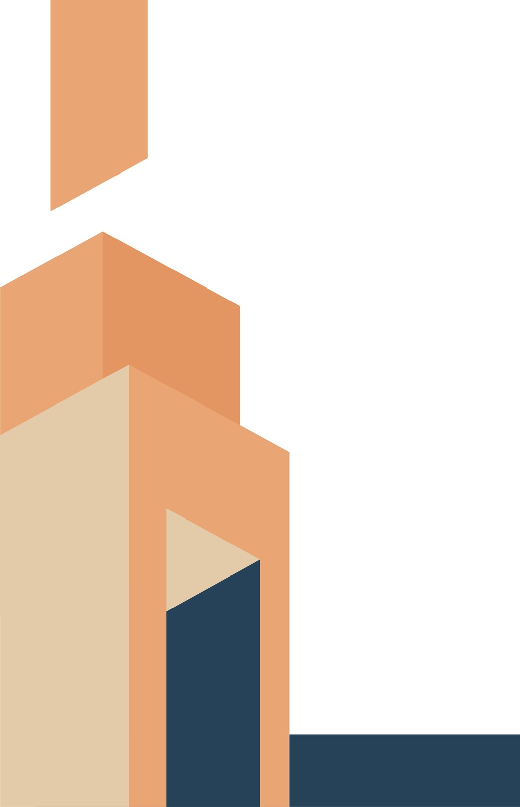 Geometric Abstract Peach & Navy Wall Art