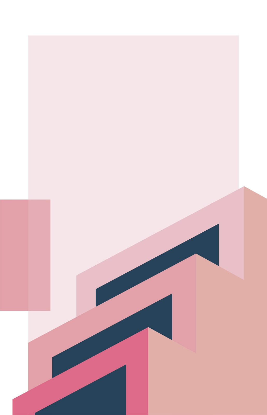 Abstract Geometric Pink Stairs Wall Art