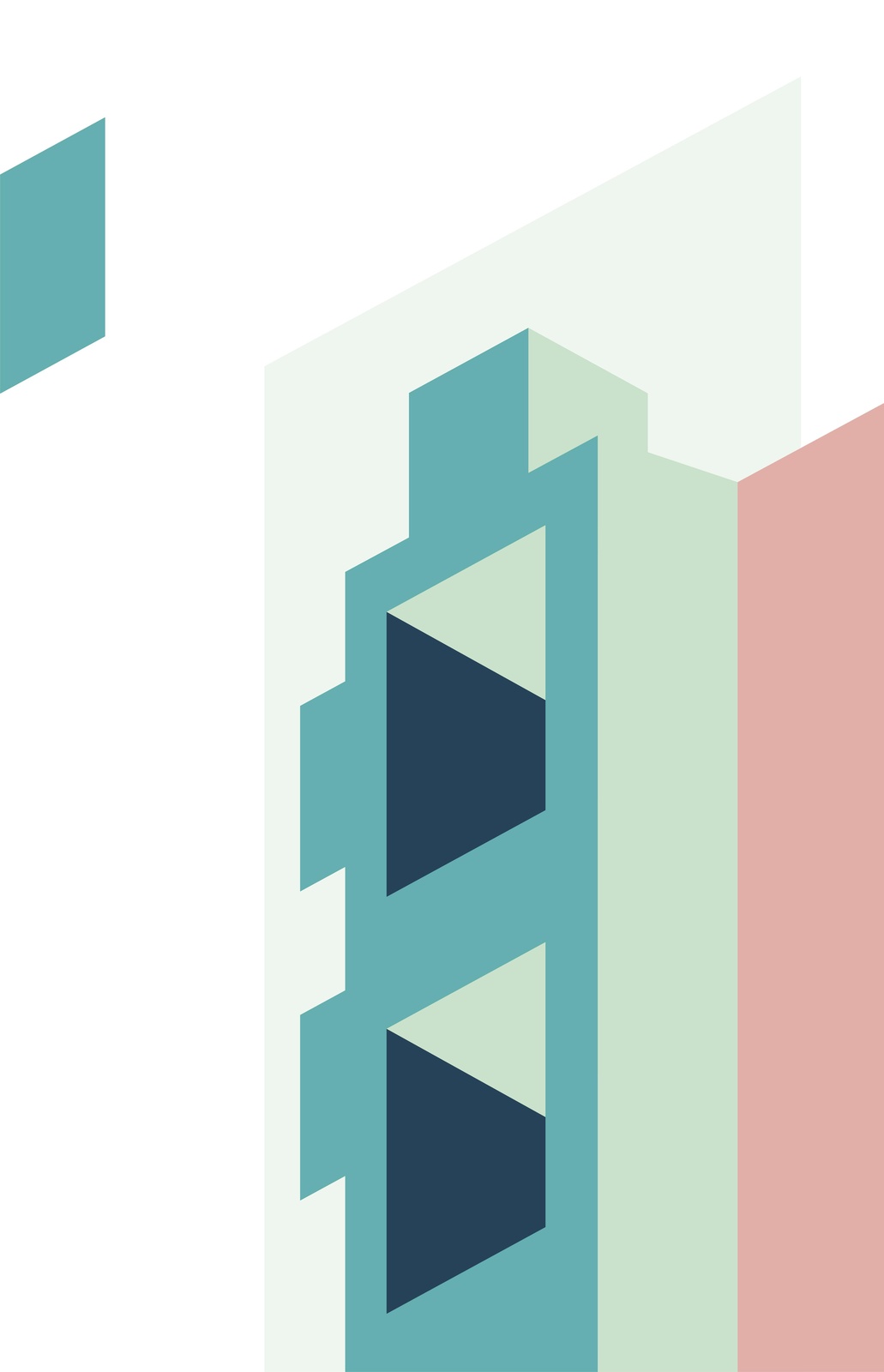 Geometric Abstract Teal Pink Wall Art