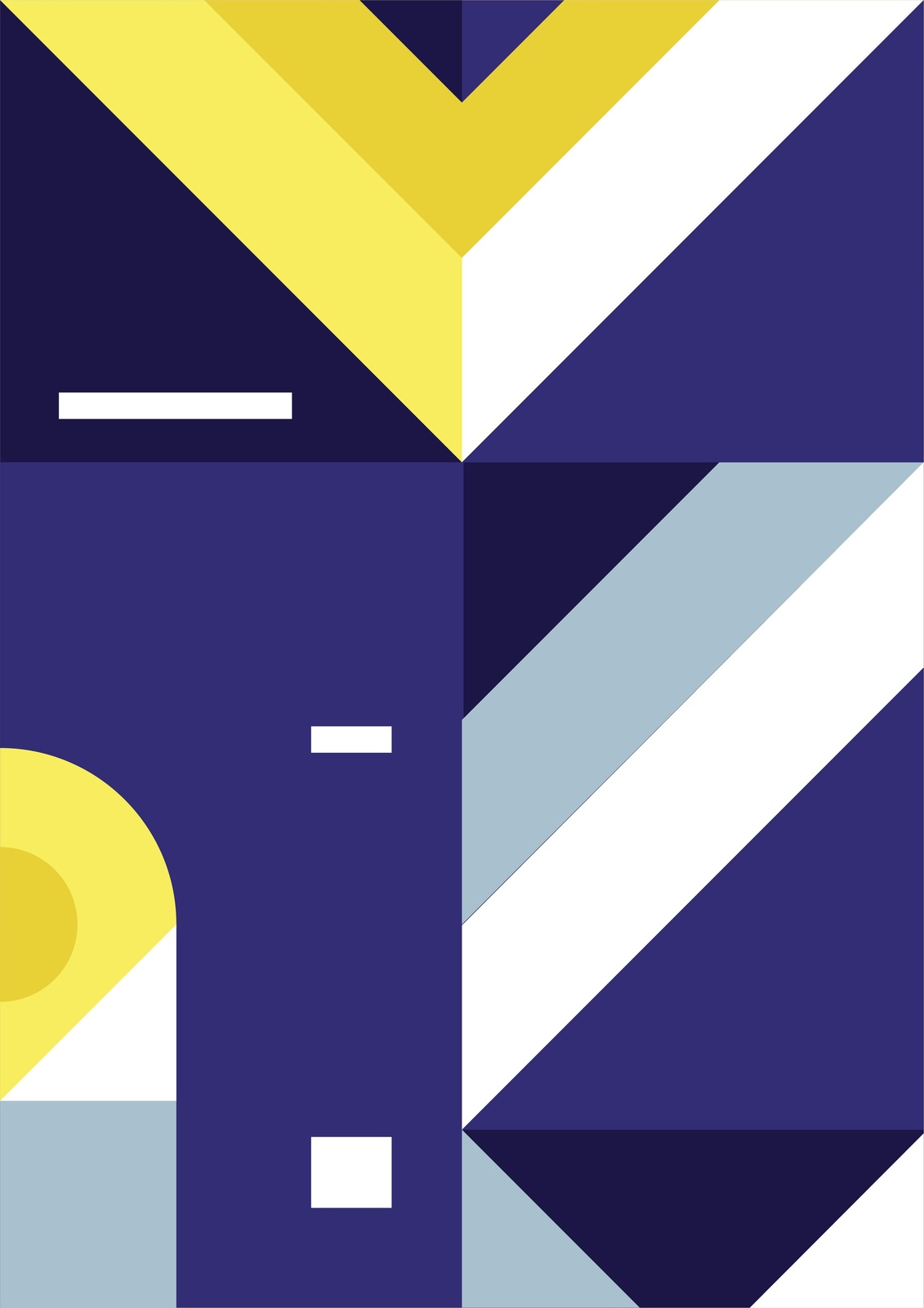 Bold Geometric Abstract Yellow & Blue Wall Art
