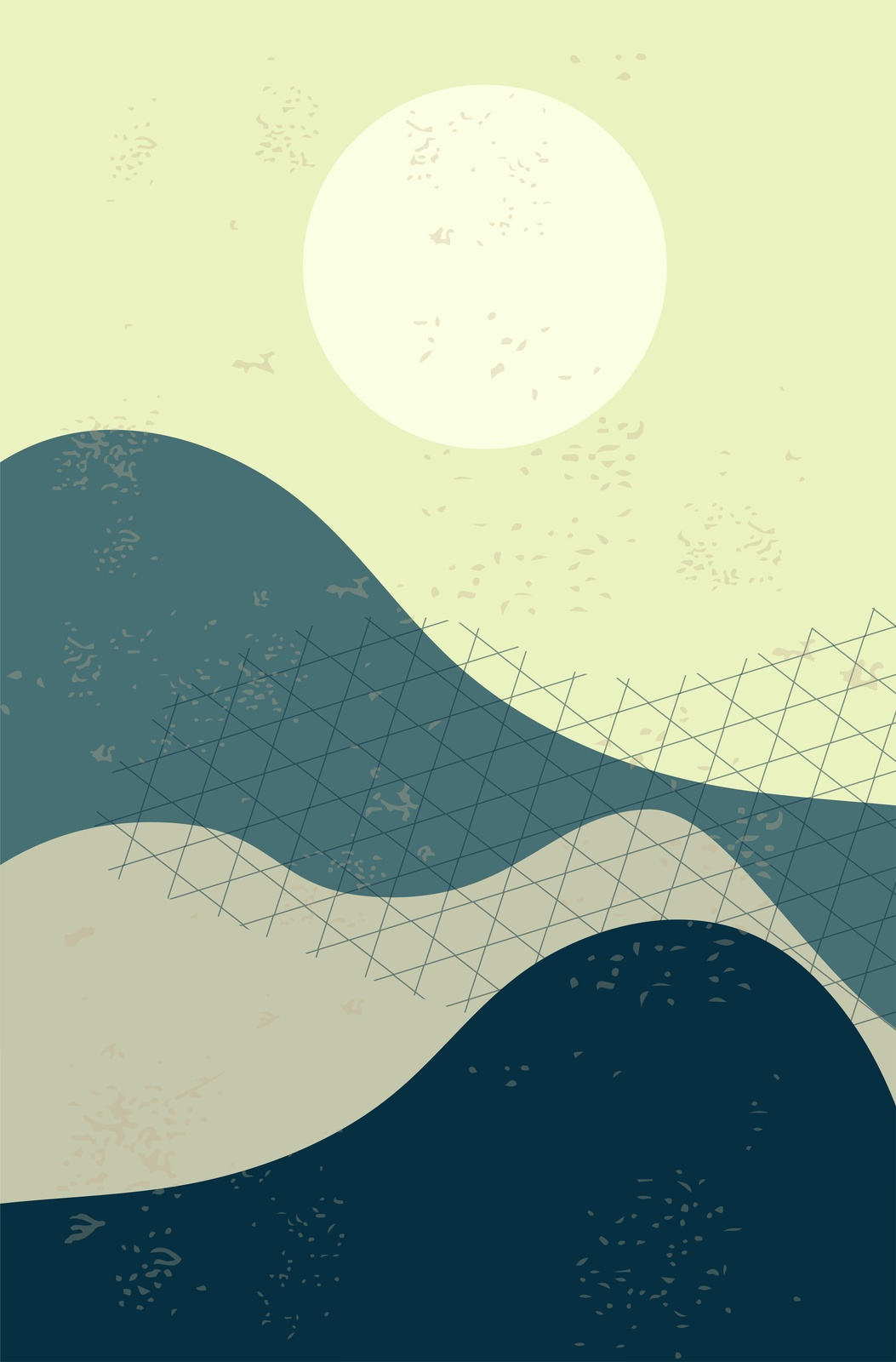 Abstract Landscape Sun & Waves Wall Art