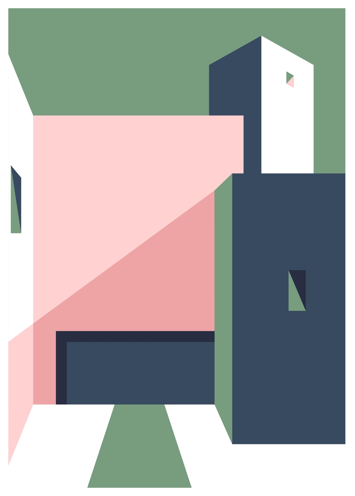 Modern Geometric Abstract Blush Pink Wall Art