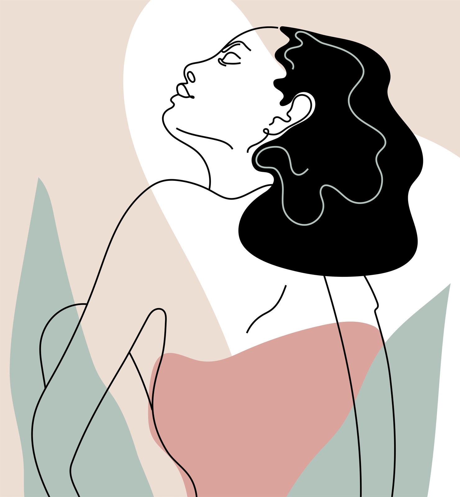Abstract Woman Minimalist Line Art Wall Art
