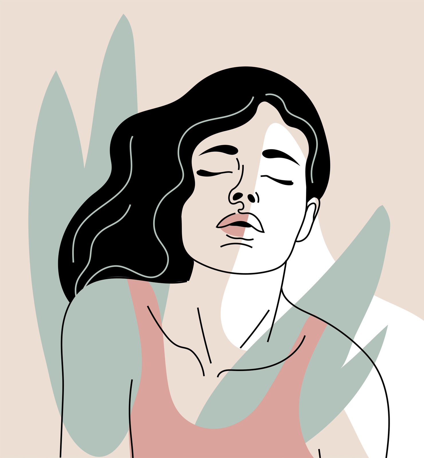 Serene Woman Abstract Art Wall Art