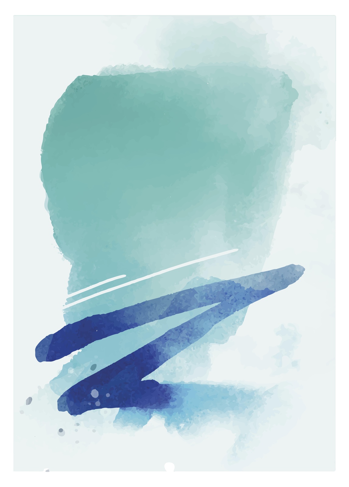 Abstract Teal & Blue Watercolor Strokes Wall Art
