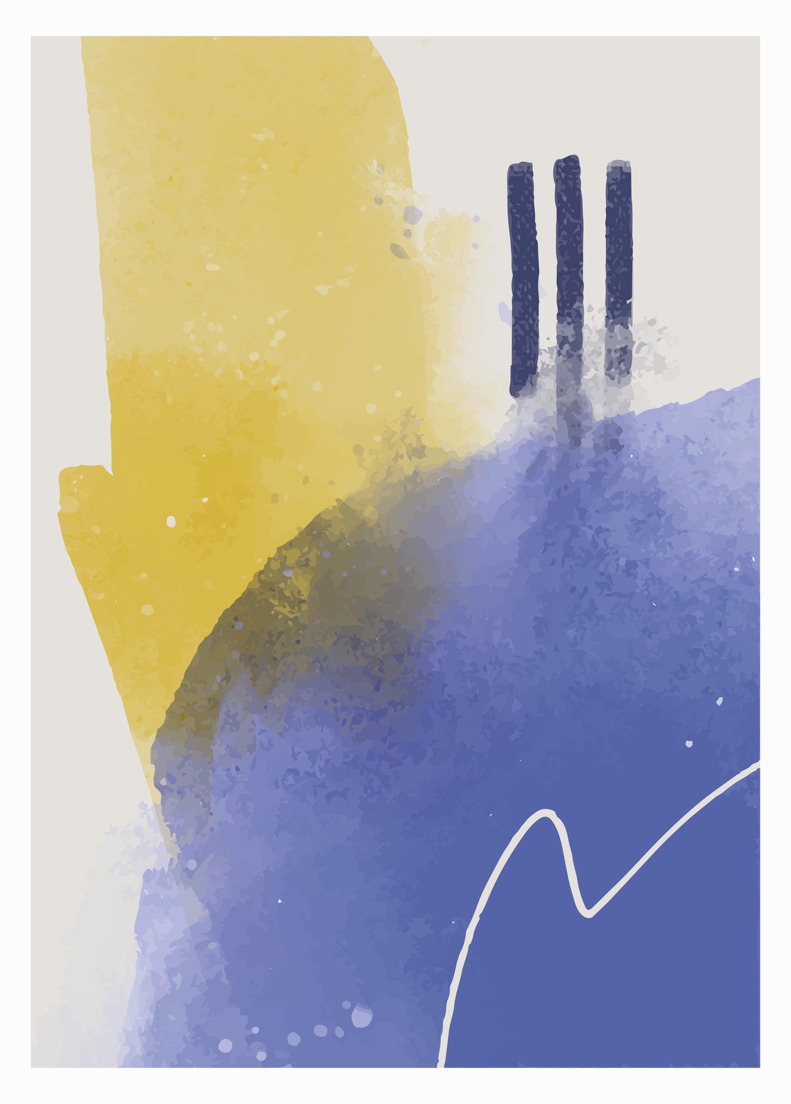 Abstract Yellow & Blue Watercolor Wall Art