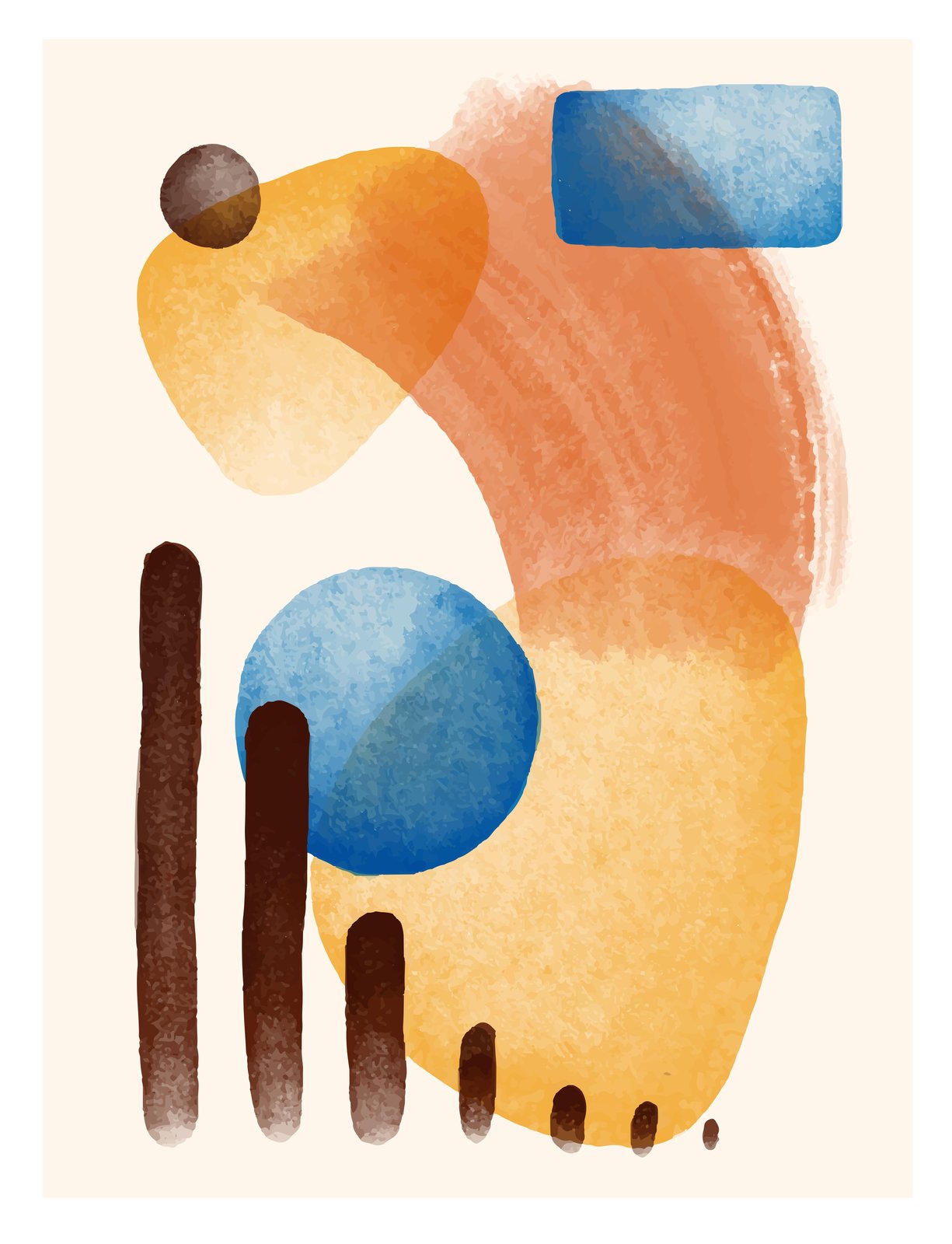 Mid-Century Abstract Shapes Wall Art