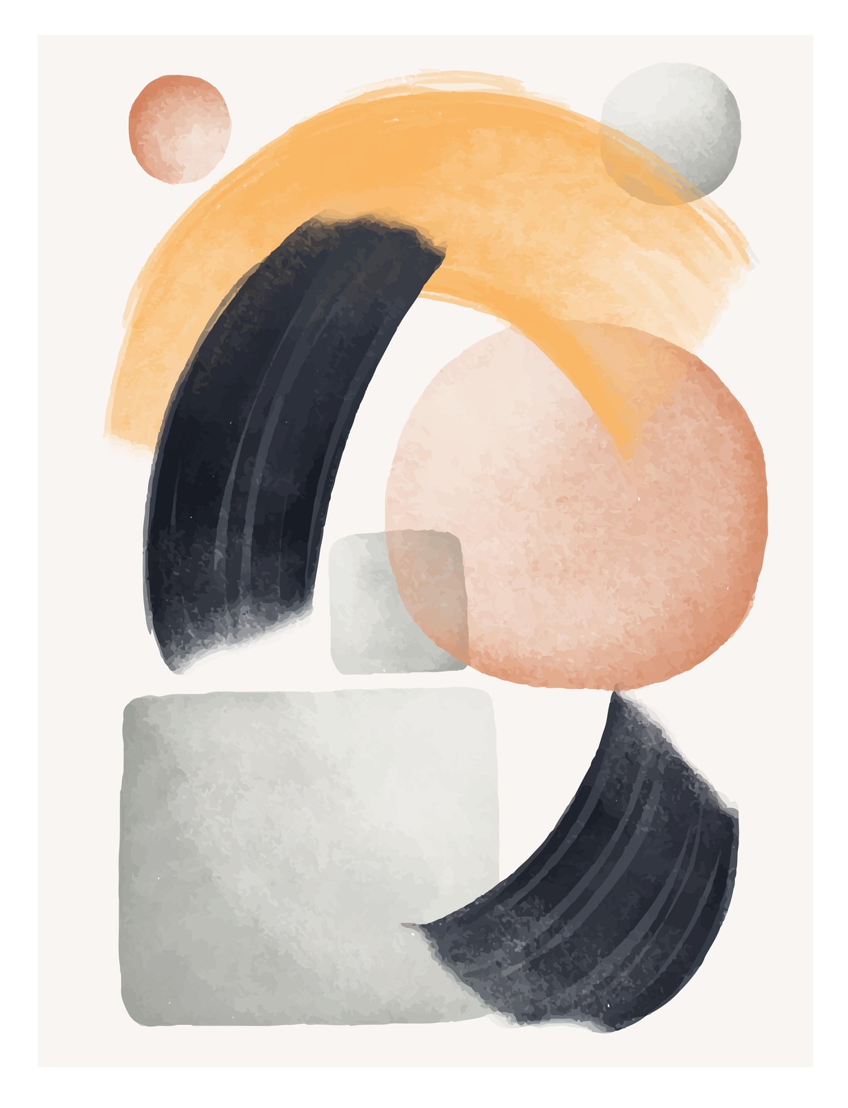 Modern Abstract Boho Peach & Navy Wall Art