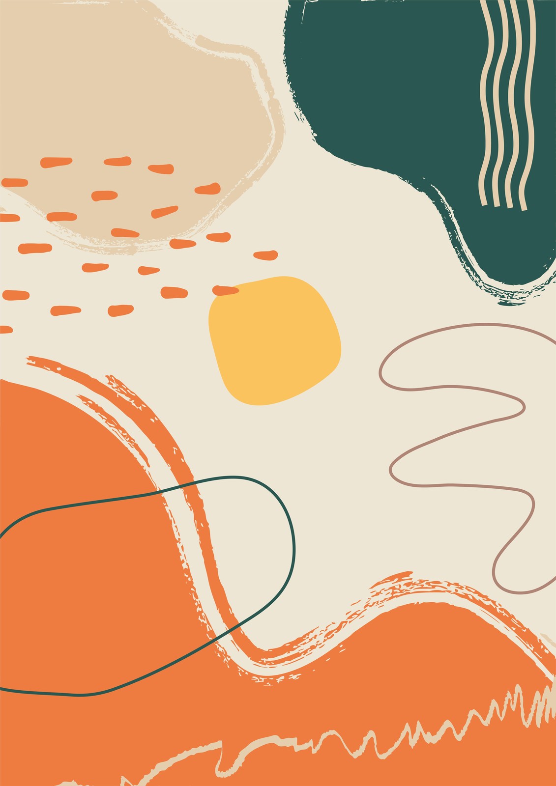 Boho Abstract Orange & Teal Wall Art