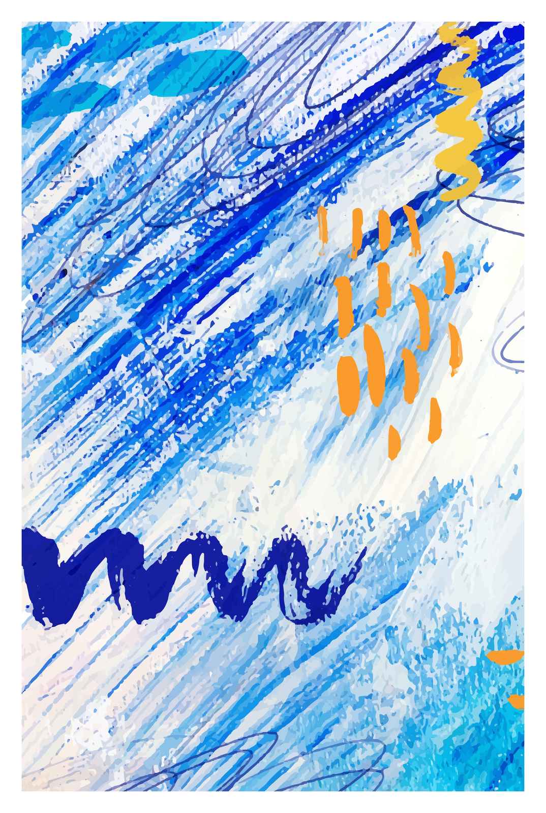 Vibrant Abstract Blue & Orange Wall Art