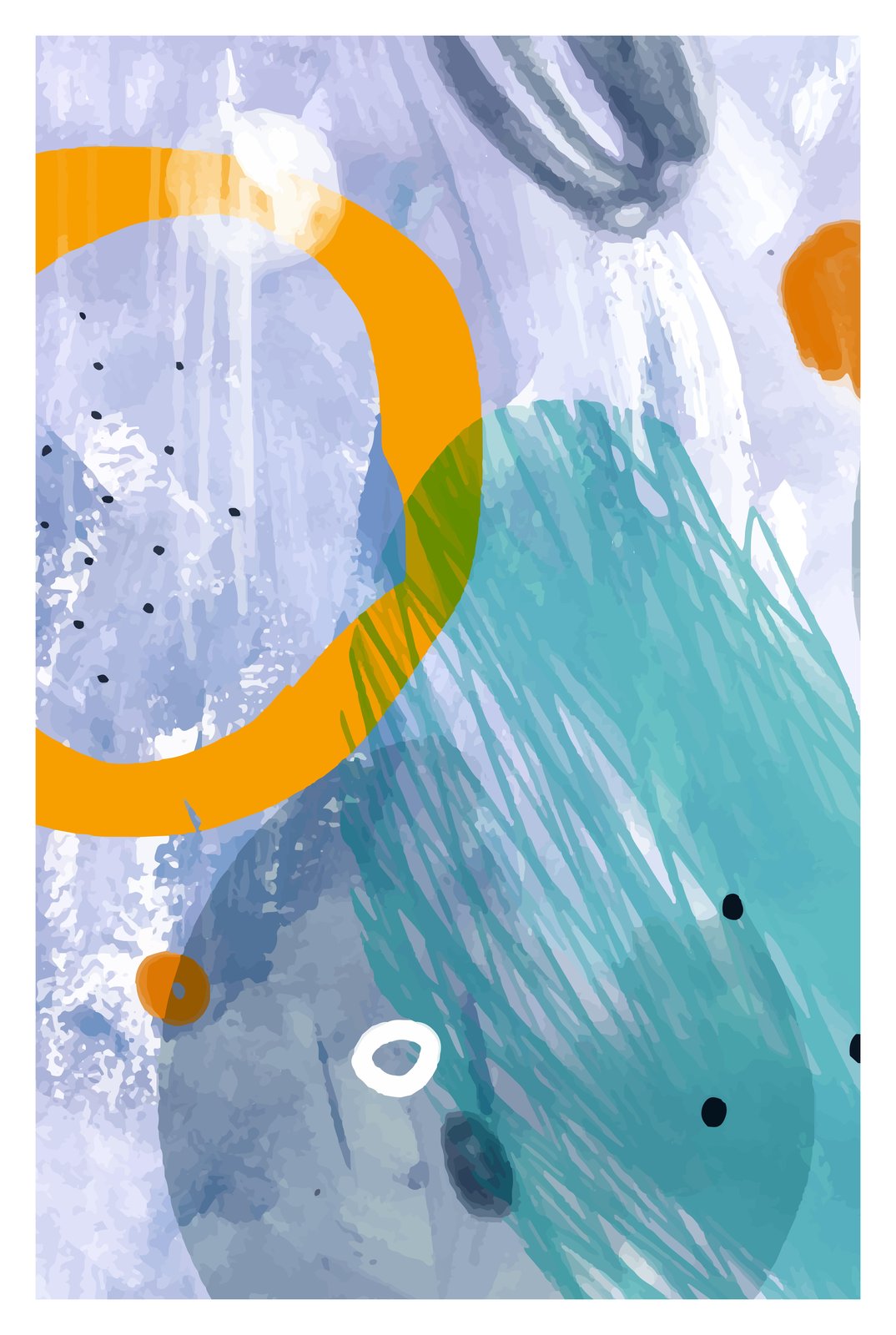 Abstract Blue & Orange Circles Wall Art
