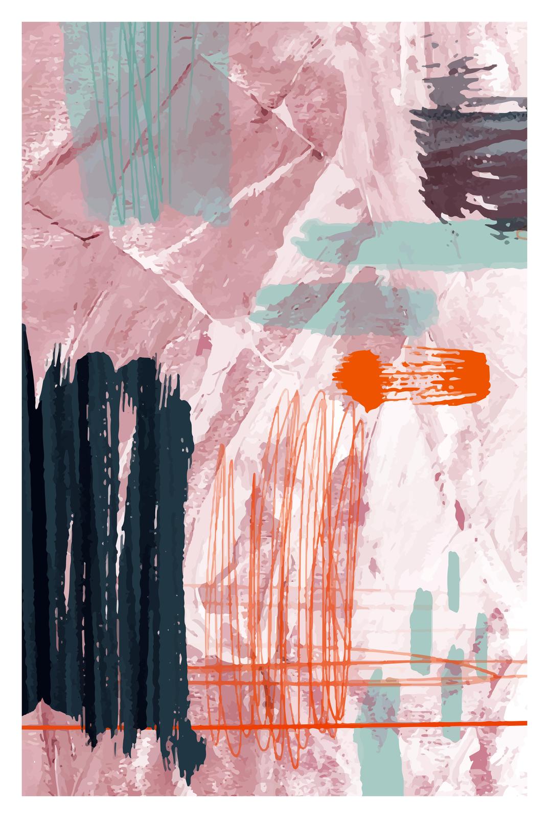 Abstract Blush & Tealstrokes Wall Art