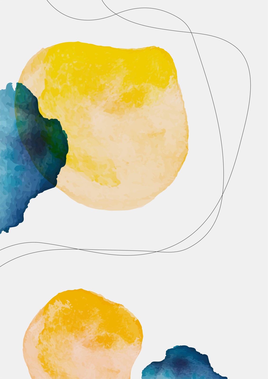 Abstract Yellow & Blue Shapes Wall Art
