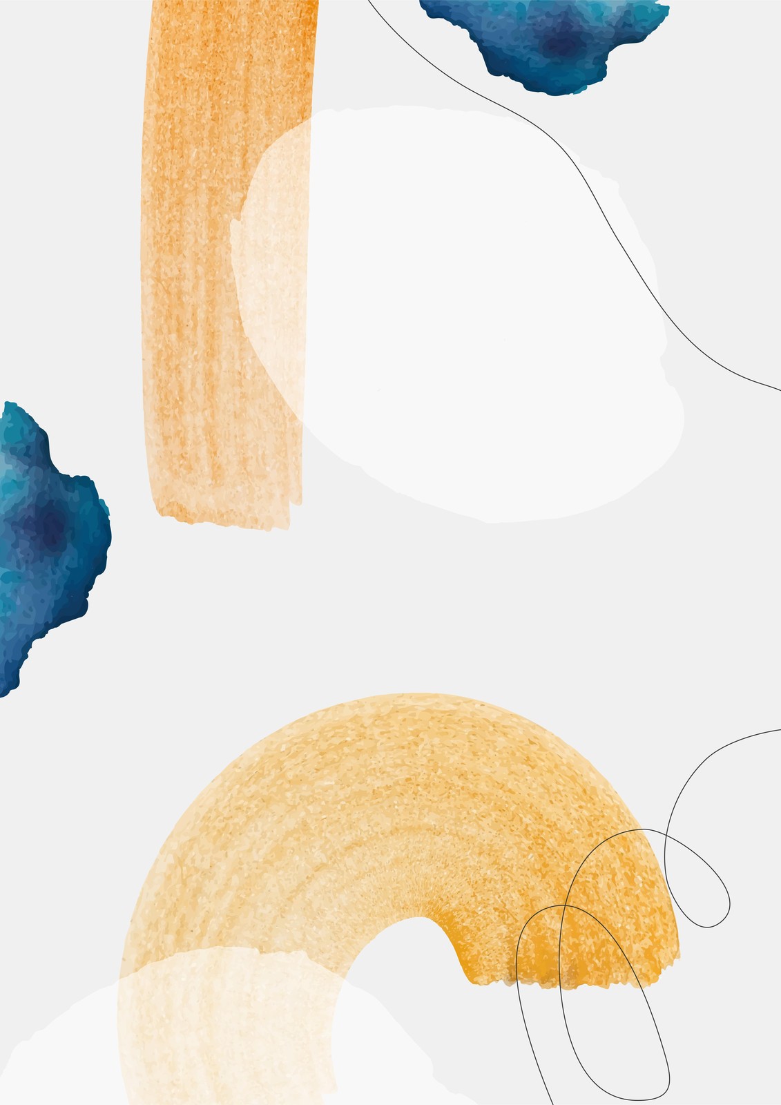 Modern Abstract Watercolor Orange & Blue Wall Art