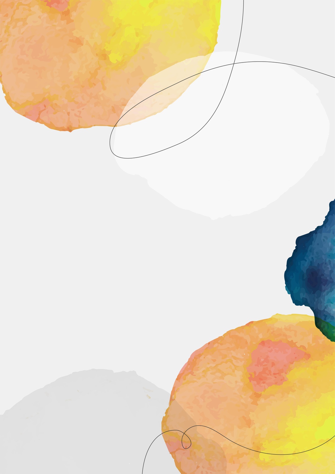 Vibrant Watercolor Abstract Line Art Wall Art