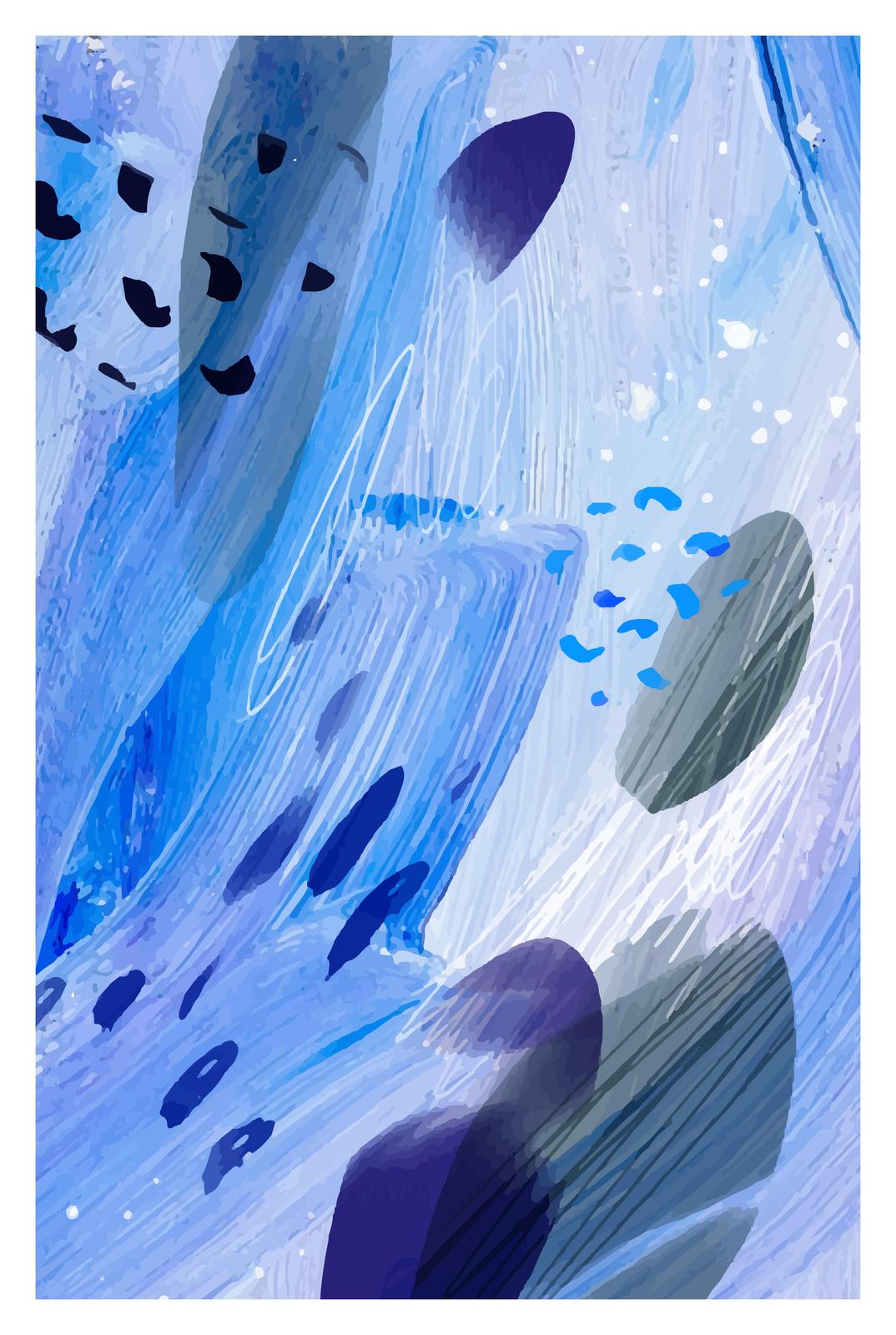 Abstract Blue Strokes Wall Art
