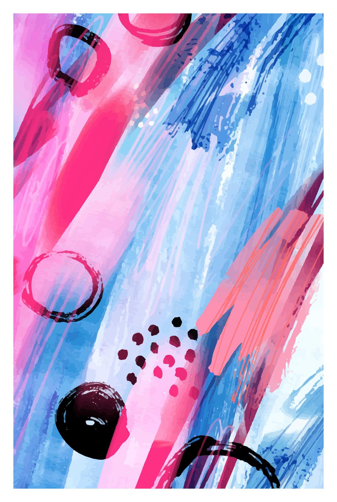 Abstract Pink & Blue Strokes Wall Art