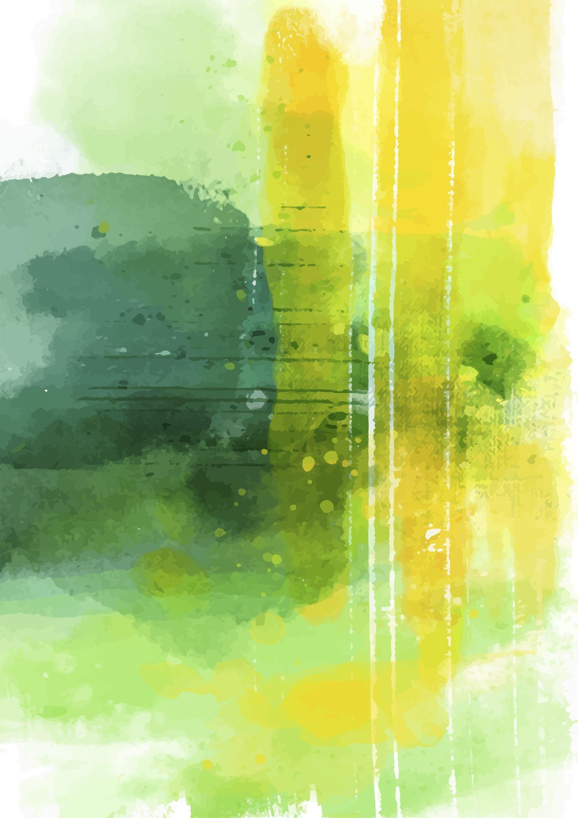 Abstract Green & Yellow Watercolor Wall Art