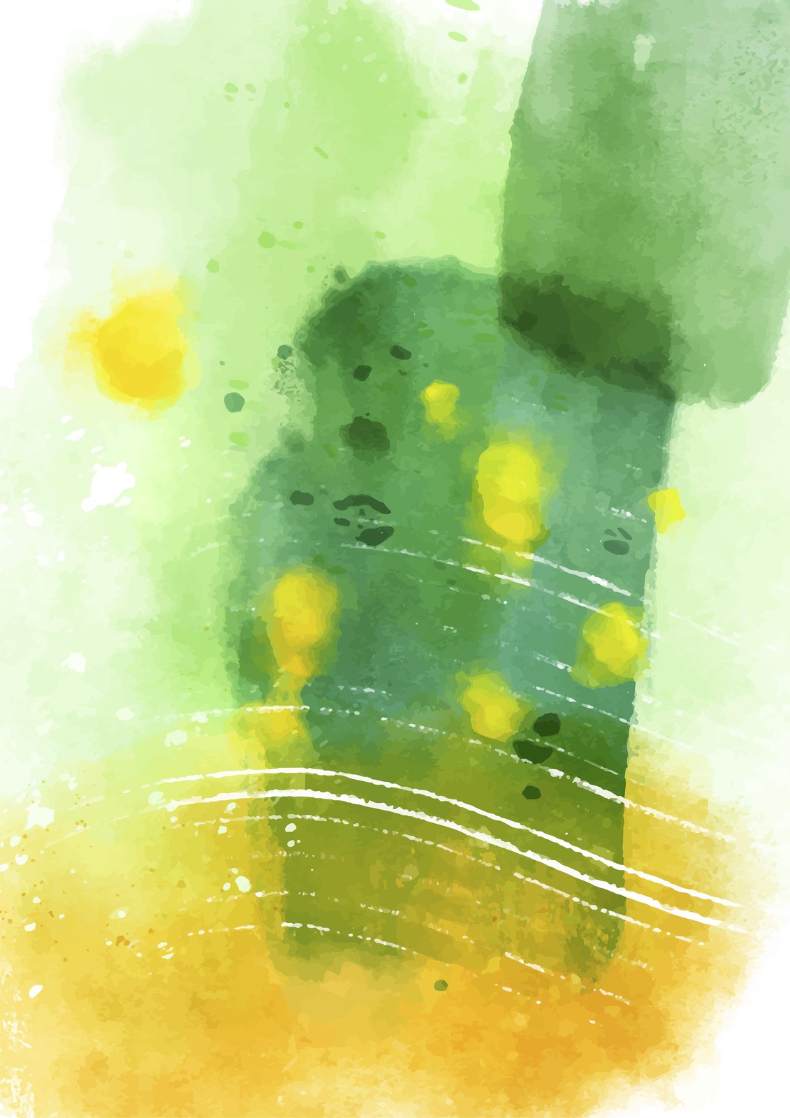Abstract Green & Yellow Watercolor Splash Wall Art
