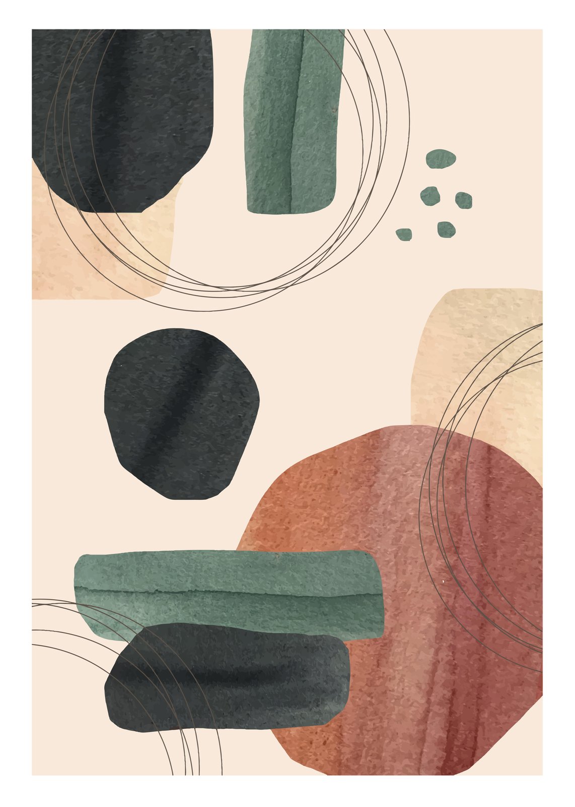 Abstract Earth Tones Geometric Shapes Wall Art