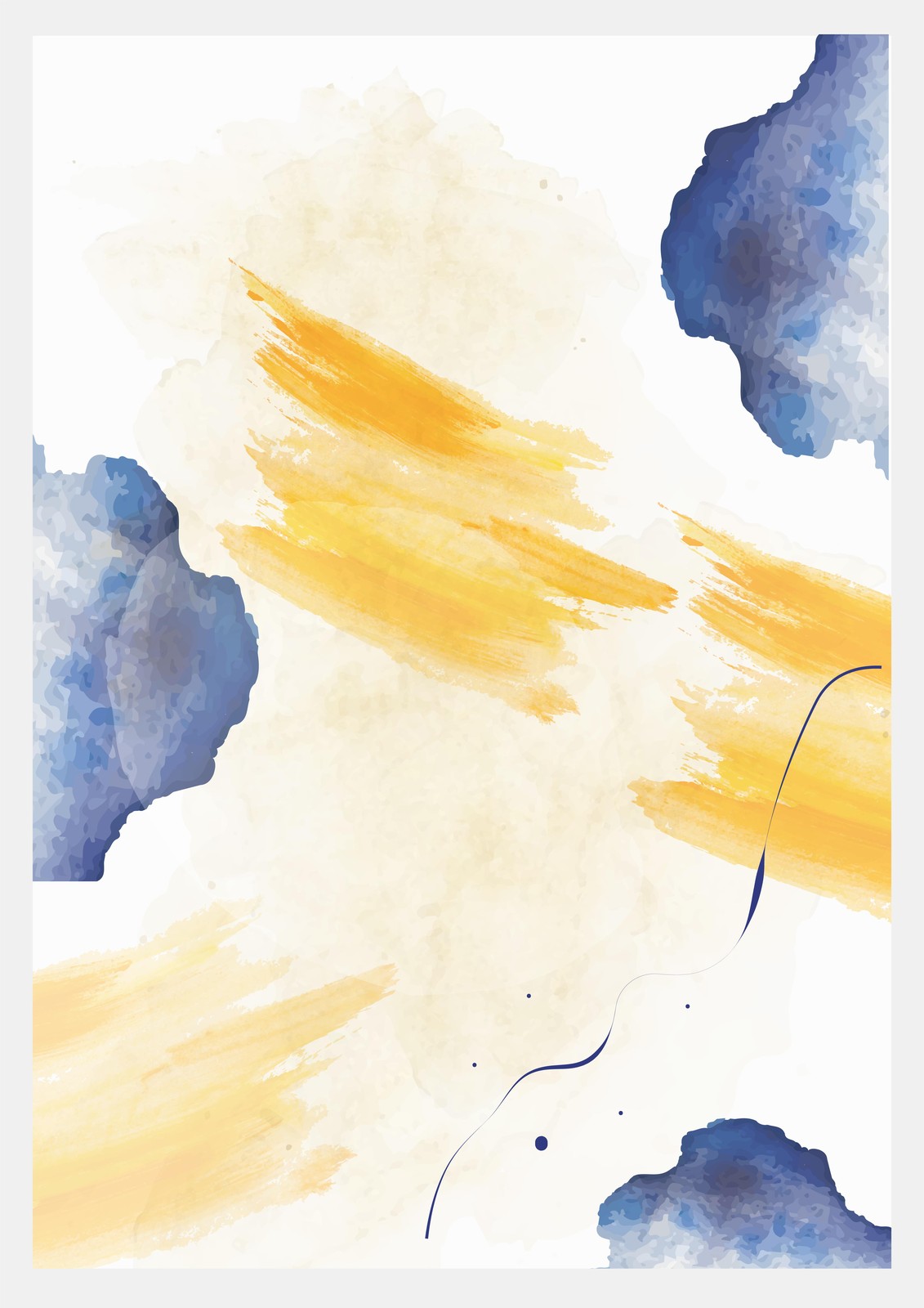 Abstract Yellow & Blue Wash Wall Art