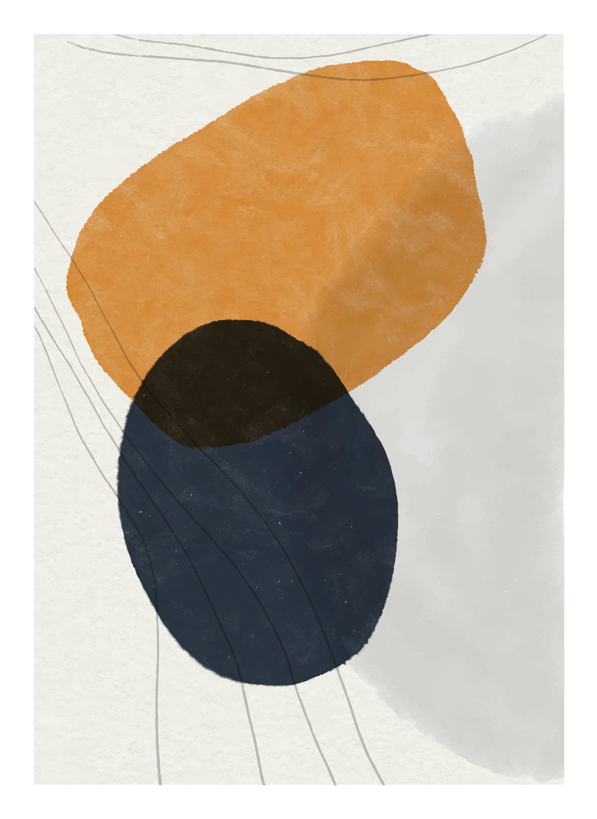 Abstract Ochre & Navy Geometric Wall Art
