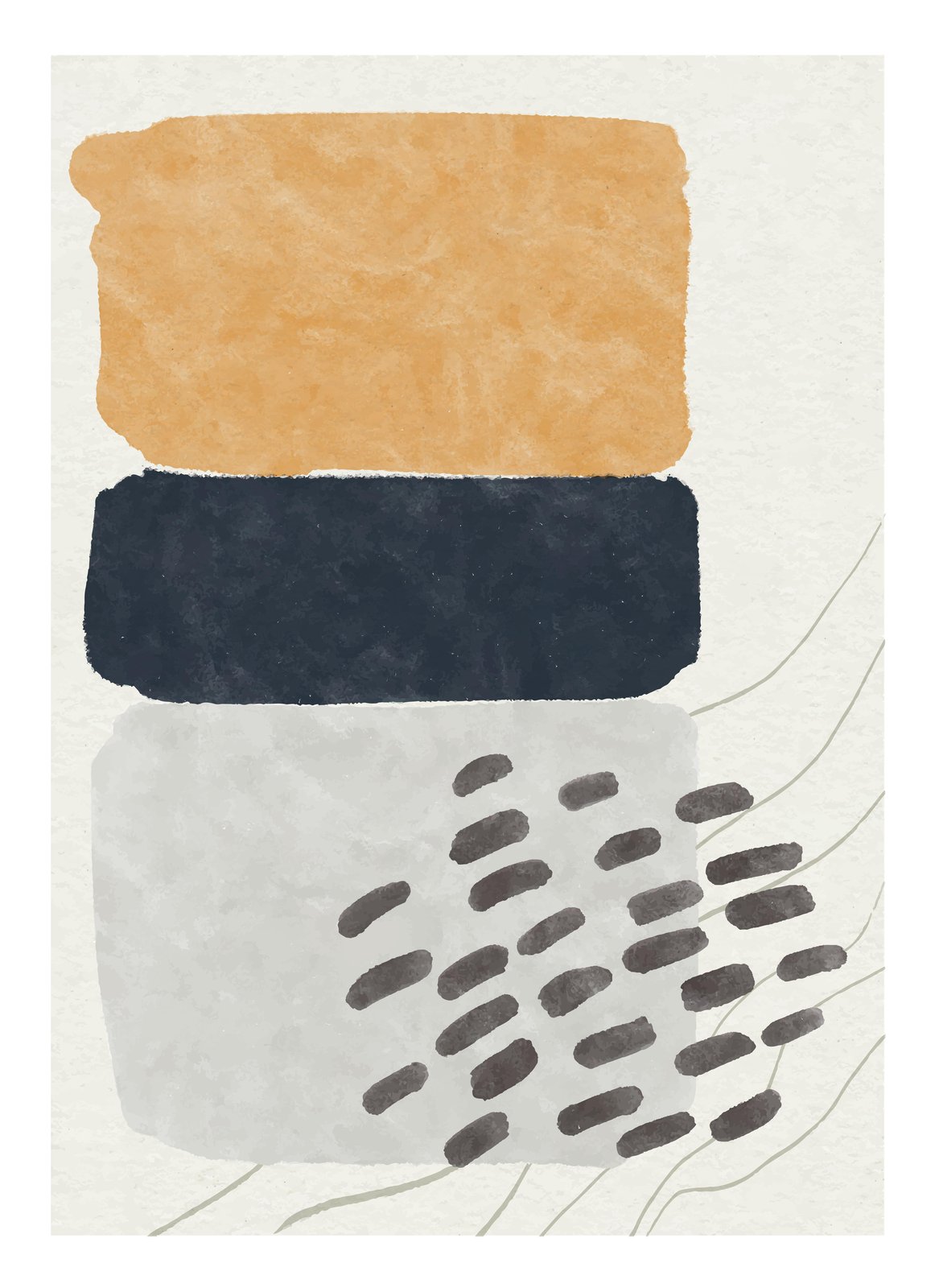 Modern Abstract Mustard Blue Geometric Wall Art