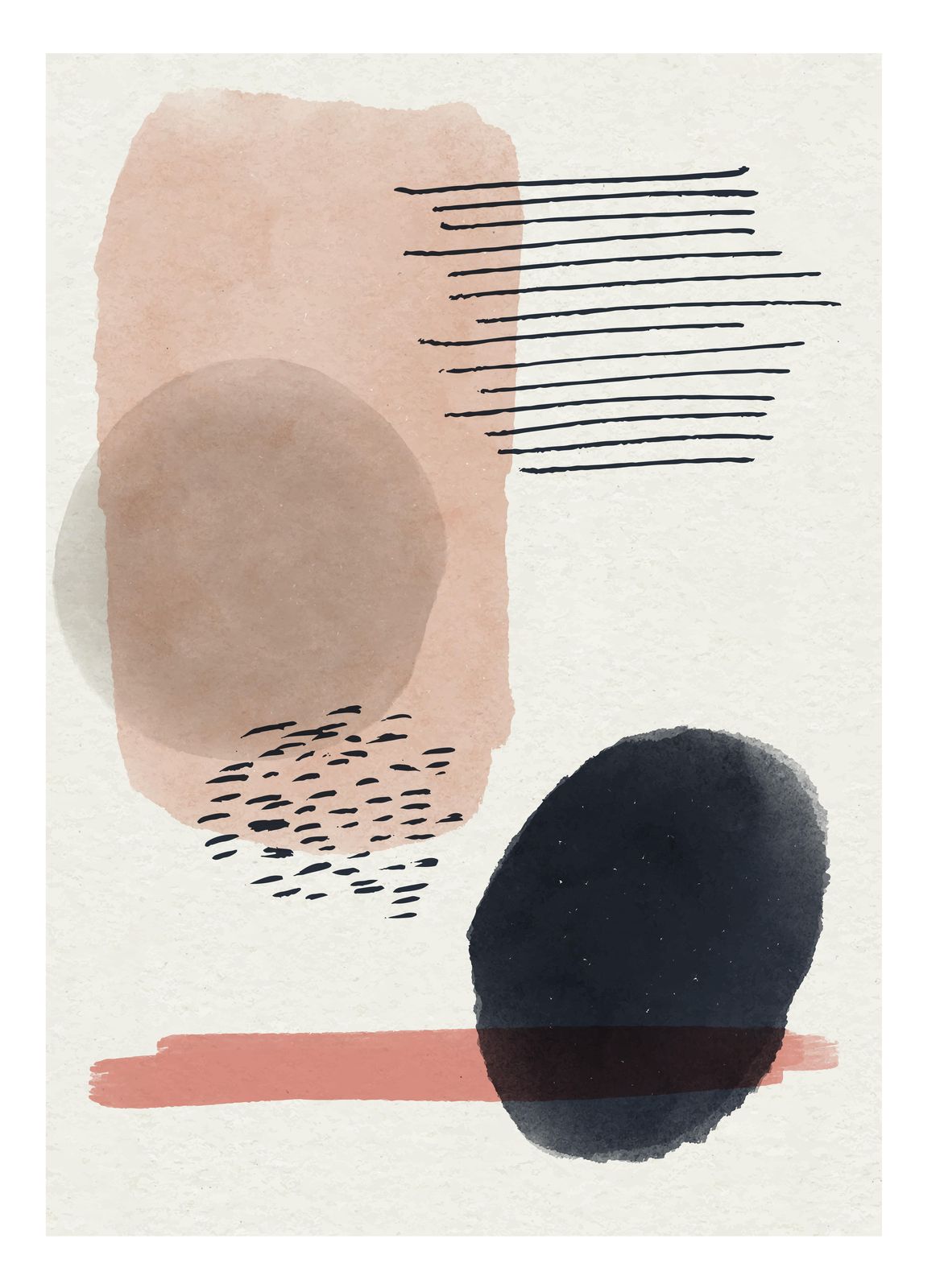 Abstract Earth Tones Geometric Strokes Wall Art