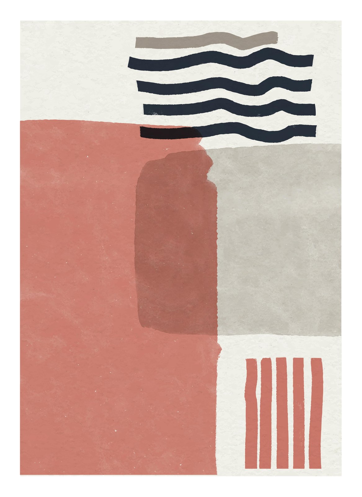 Modern Abstract Terracotta Waves Wall Art