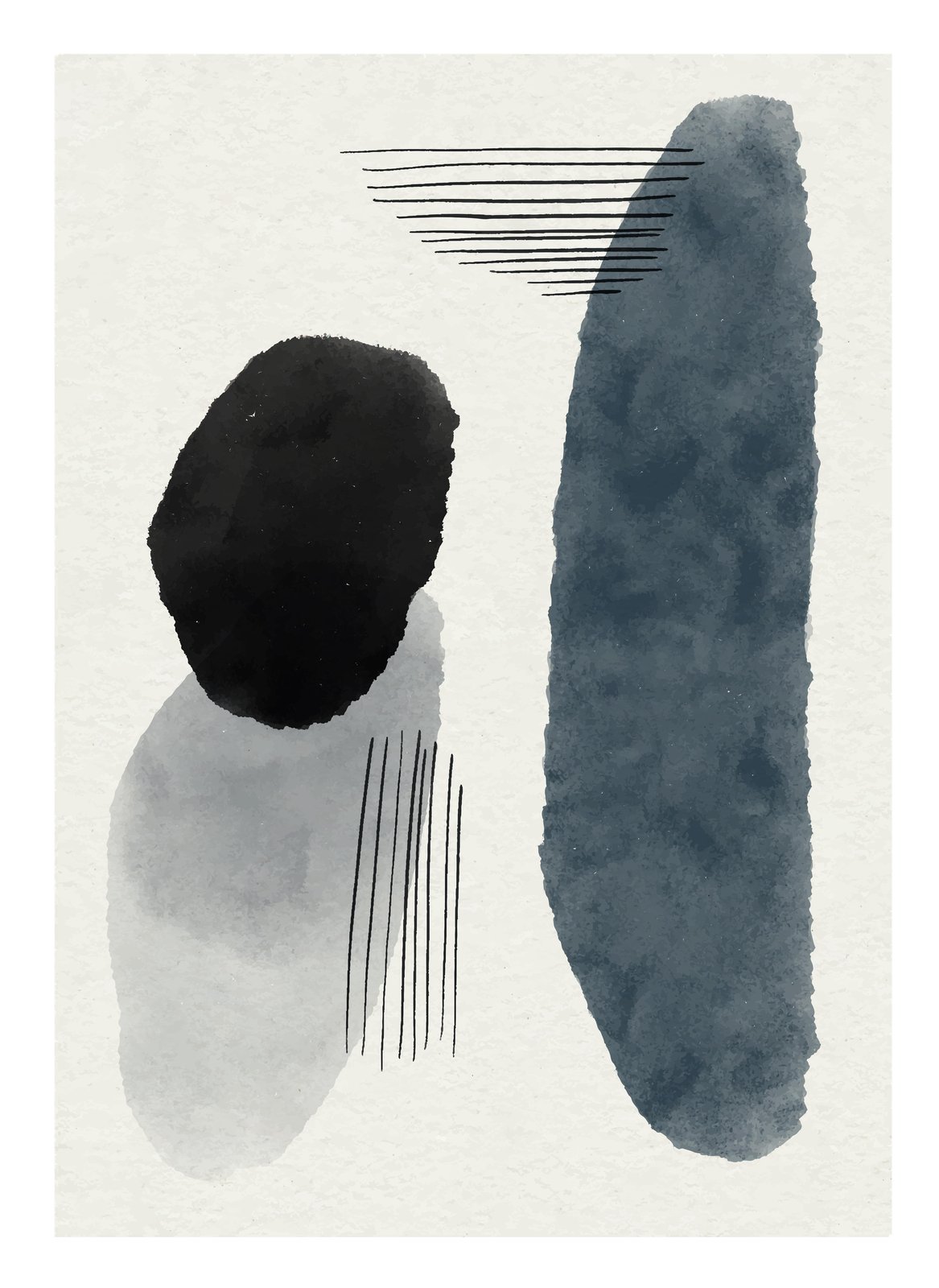 Modern Abstract Watercolor Shapes Wall Art