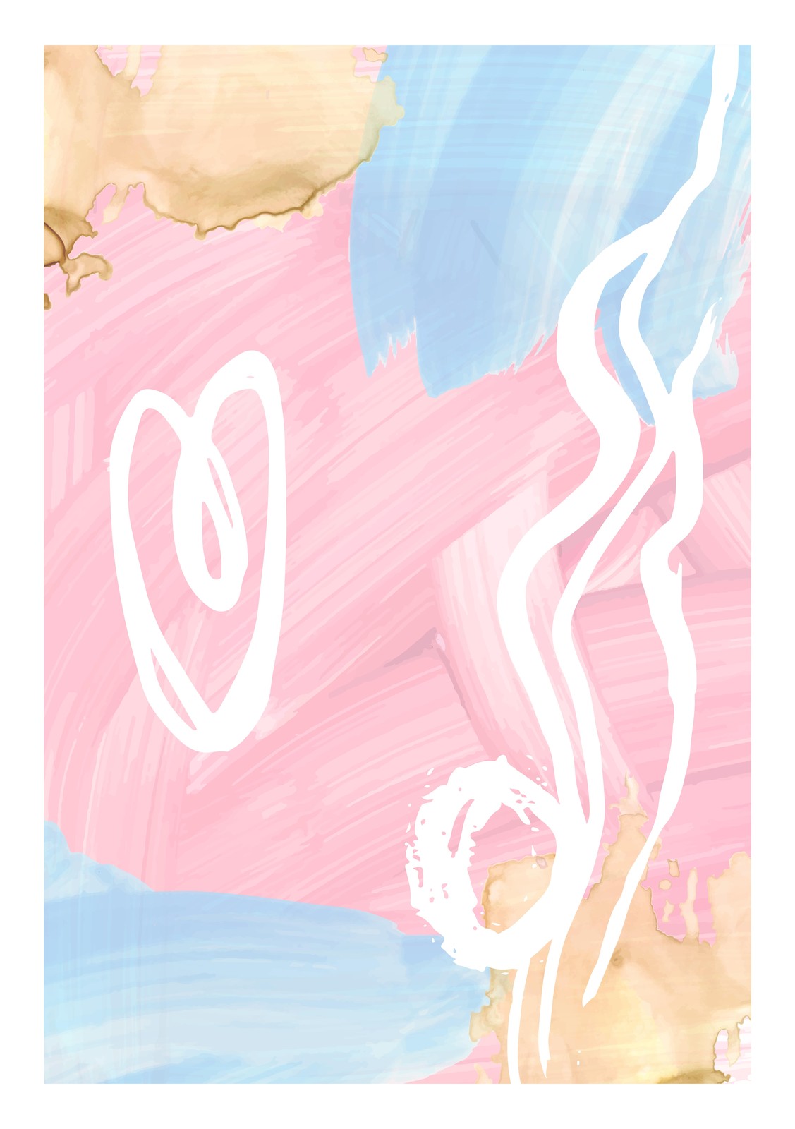 Blush & Blue Abstract Heart Wall Art