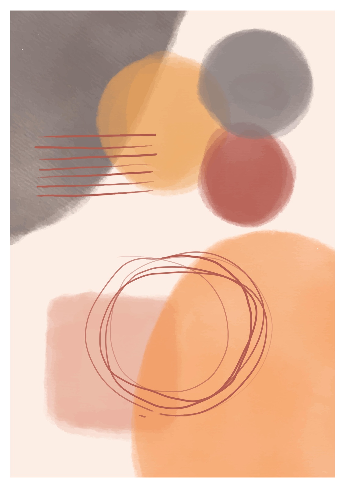 Abstract Terracotta & Gold Circles Wall Art