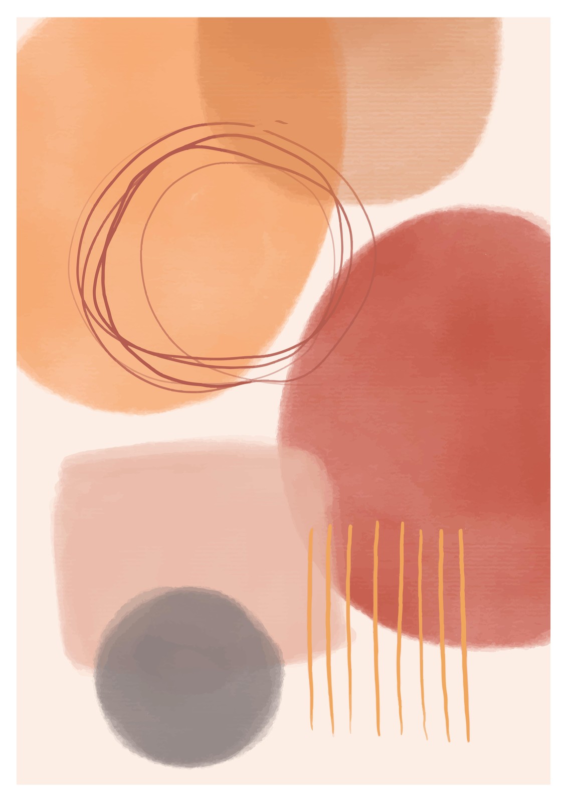Abstract Terracotta Boho Watercolor Wall Art