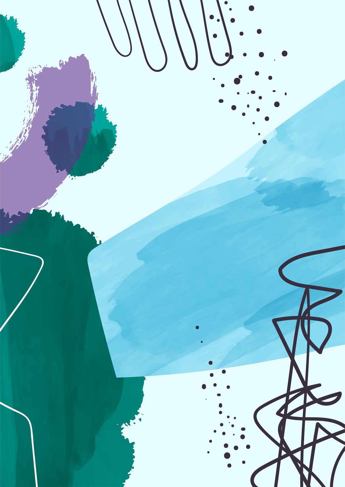 Abstract Teal & Purple Brushstrokes Wall Art