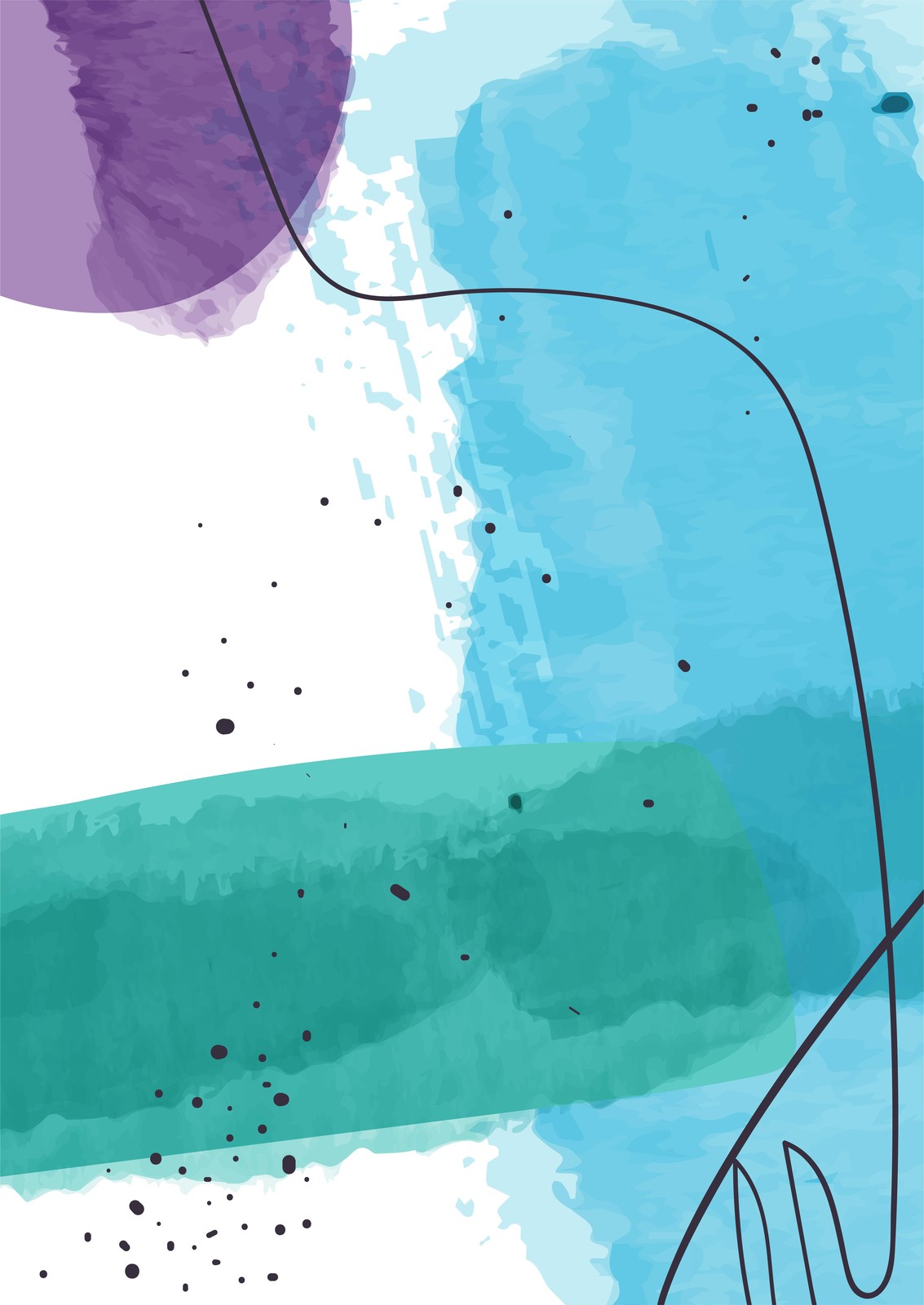 Abstract Teal & Purple Splash Wall Art
