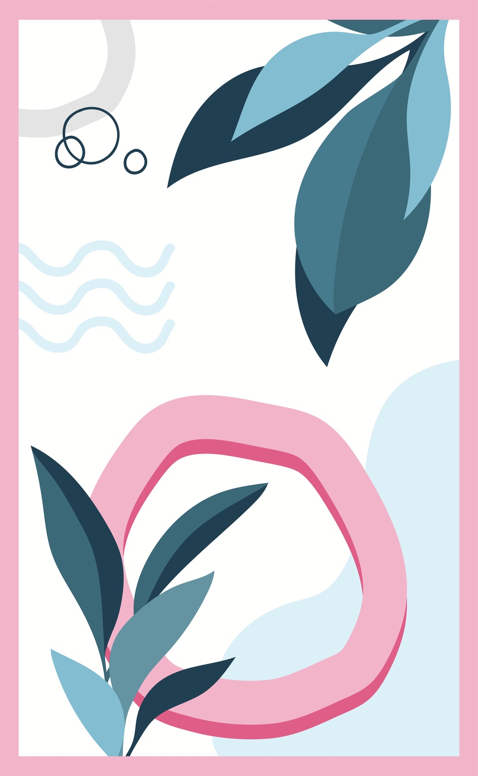 Abstract Botanical Pink & Blue Wall Art