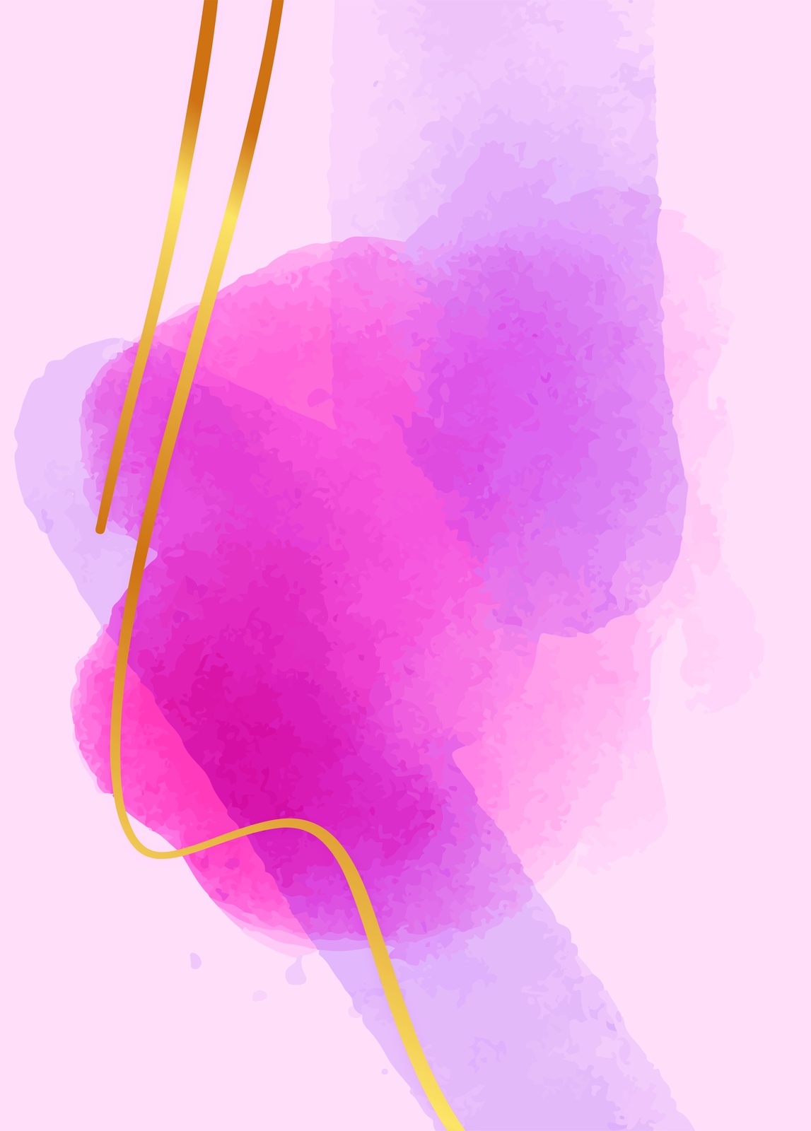 Abstract Watercolor Bloom Gold Accent Wall Art