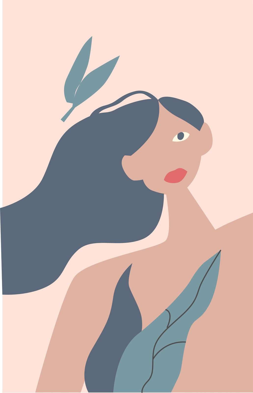 Serene Portrait Botanical Wall Art Wall Art
