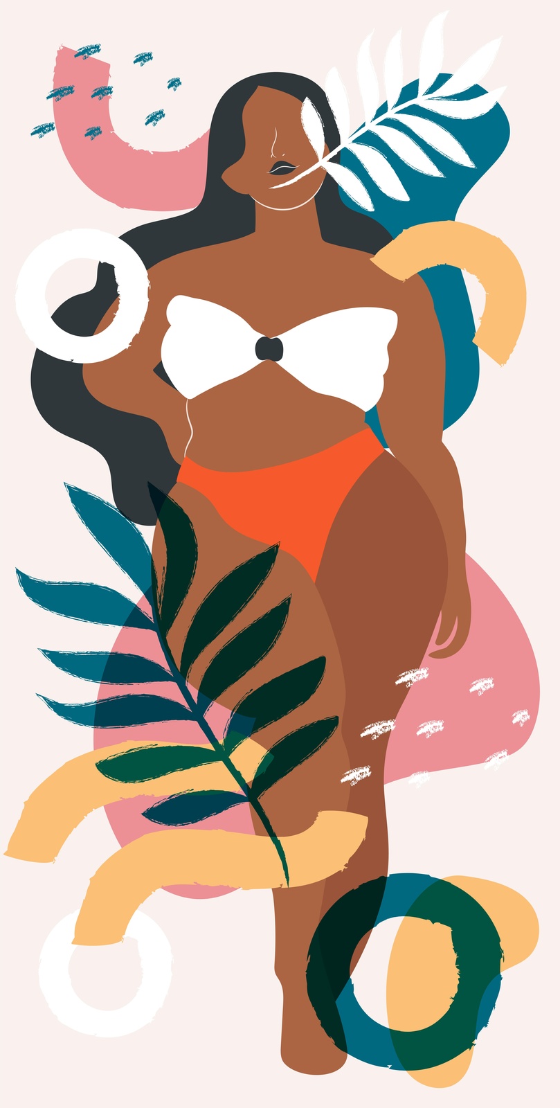 Boho Beach Woman Abstract Art Wall Art