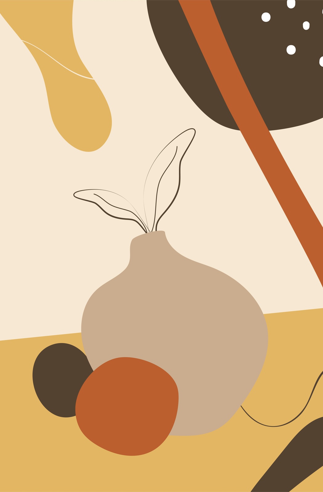 Boho Abstract Vase Mid-Century Modern Wall Art