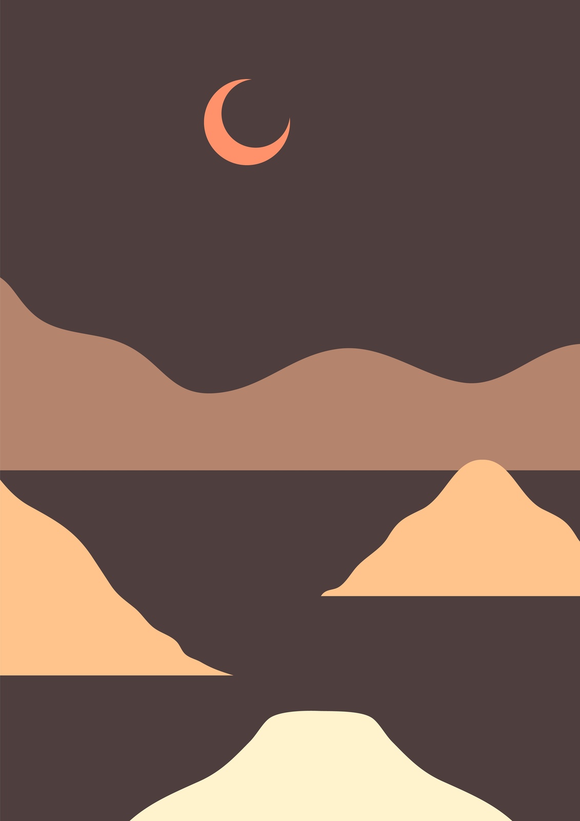 Abstract Moonscape Desert Landscape Wall Art