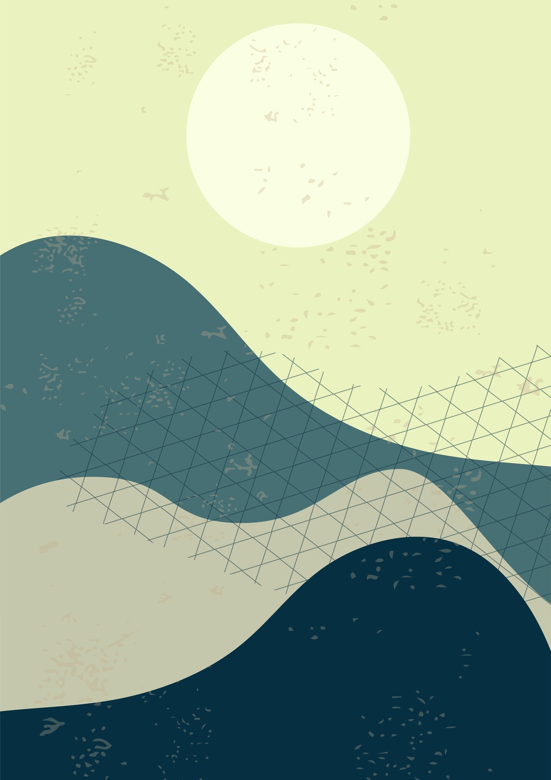 Serene Abstract Mountain Moon Wall Art