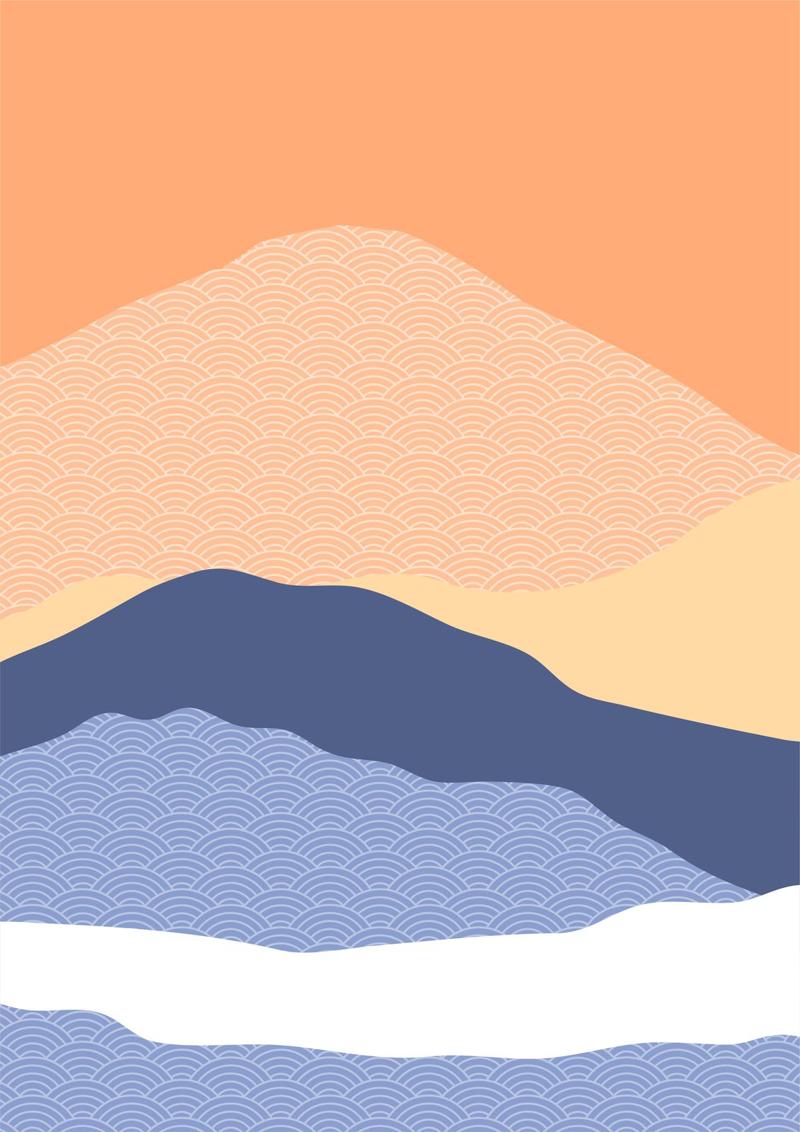 Serene Japanese Mountain Scape Wall Art