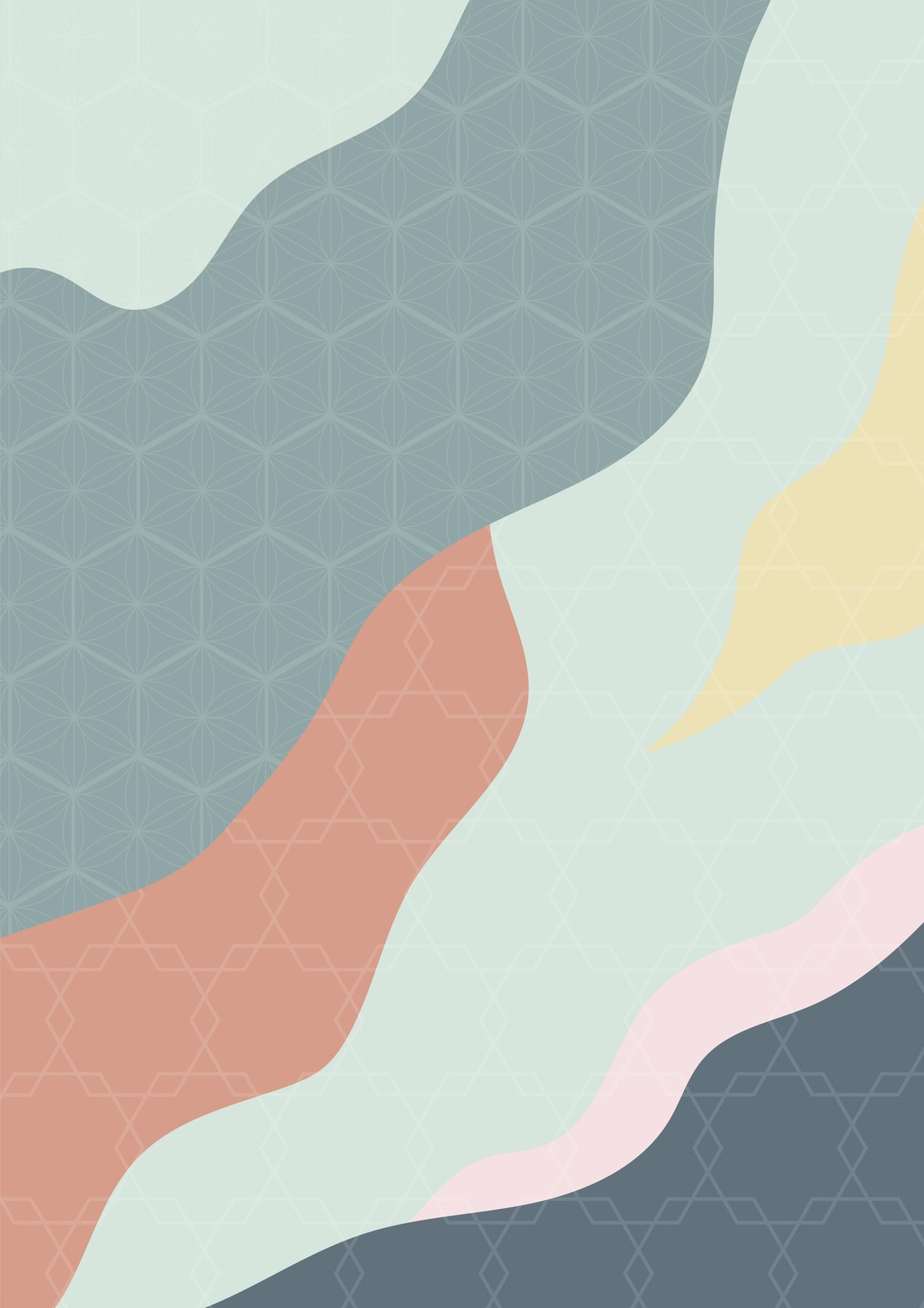 Abstract Serenity Geometric Waves Wall Art