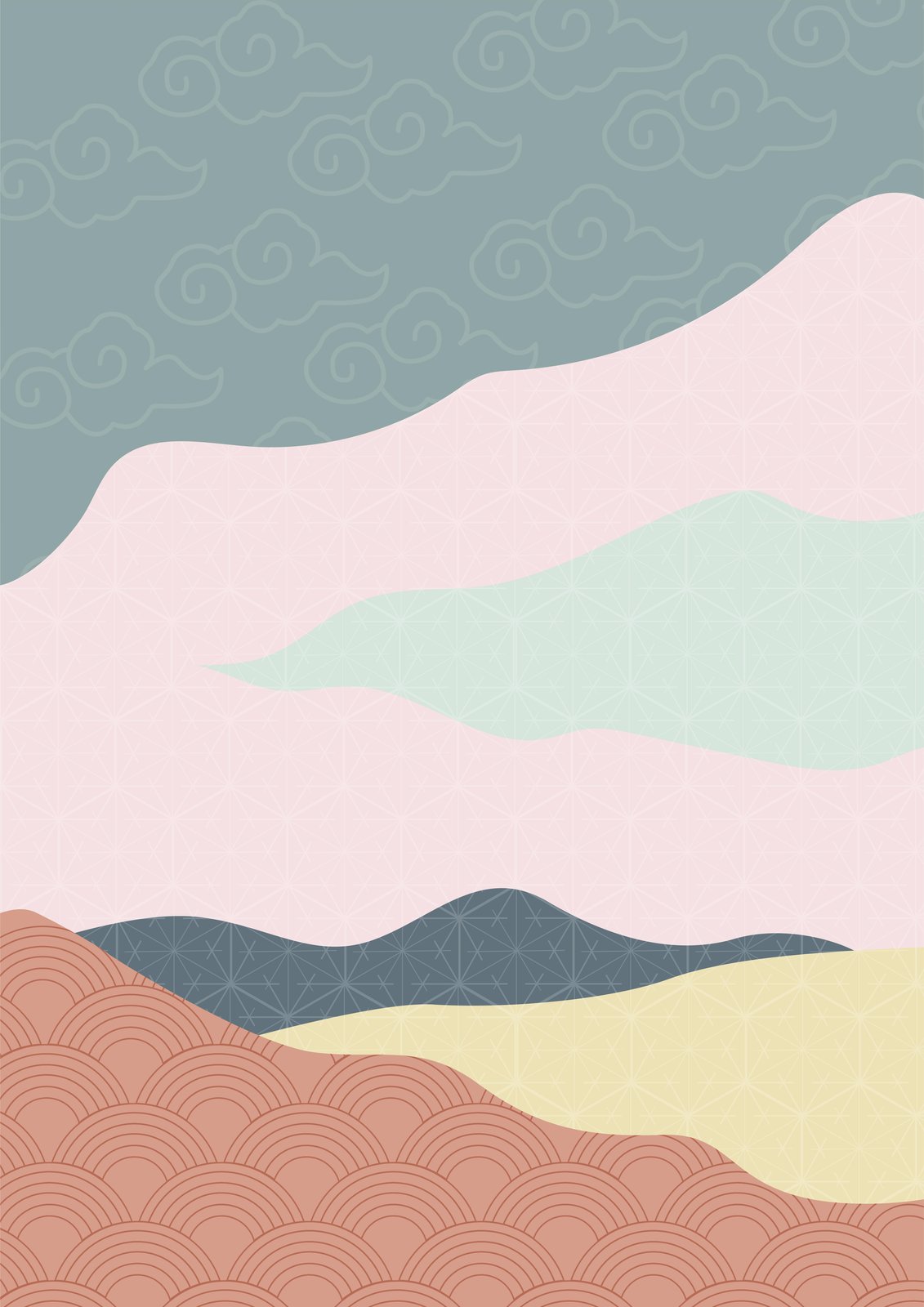 Abstract Japanese Landscape Wall Art
