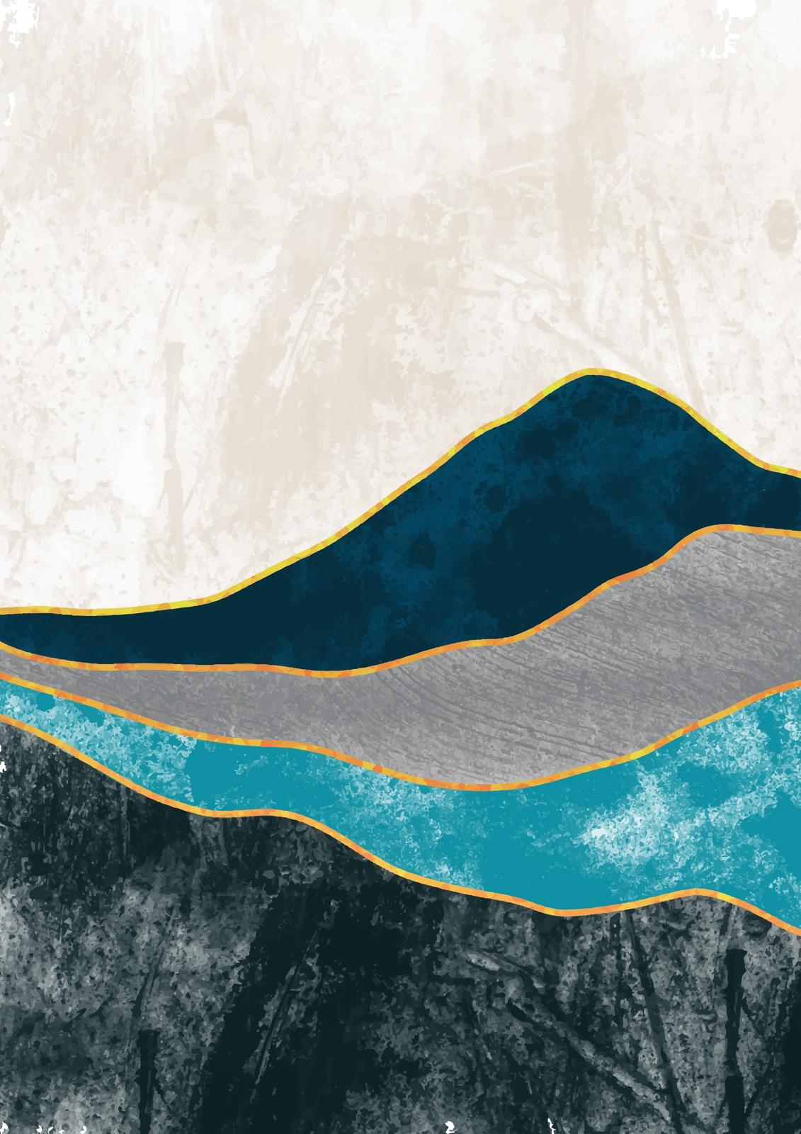 Abstract Teal & Gray Landscape Wall Art