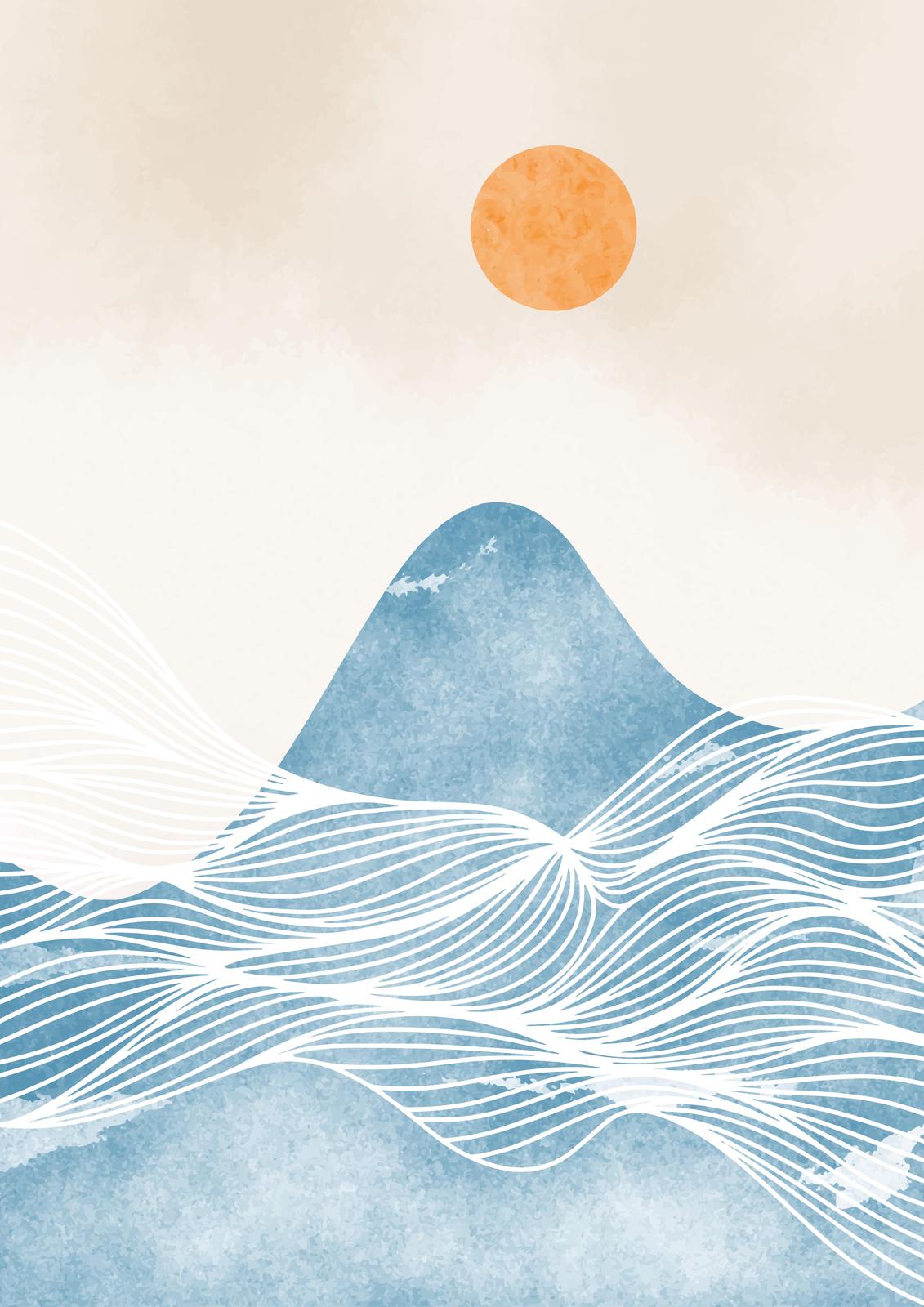 Abstract Mountain Sunset Wall Art